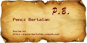 Pencz Bertalan névjegykártya